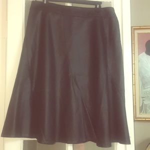 Black, faux-leather, A-line skirt
